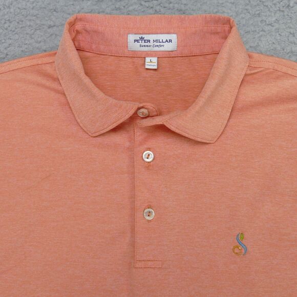 Peter Millar Summer Comfort Polo Shirt Mens Large Orange Short Sleeve - Picture 1 of 13